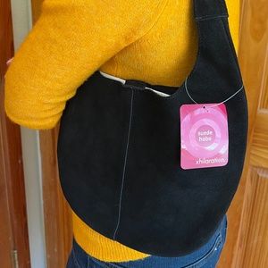 Suede hobo-style bag